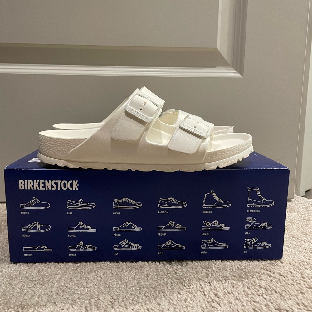 White Arizona Birkenstock Slide Sandals